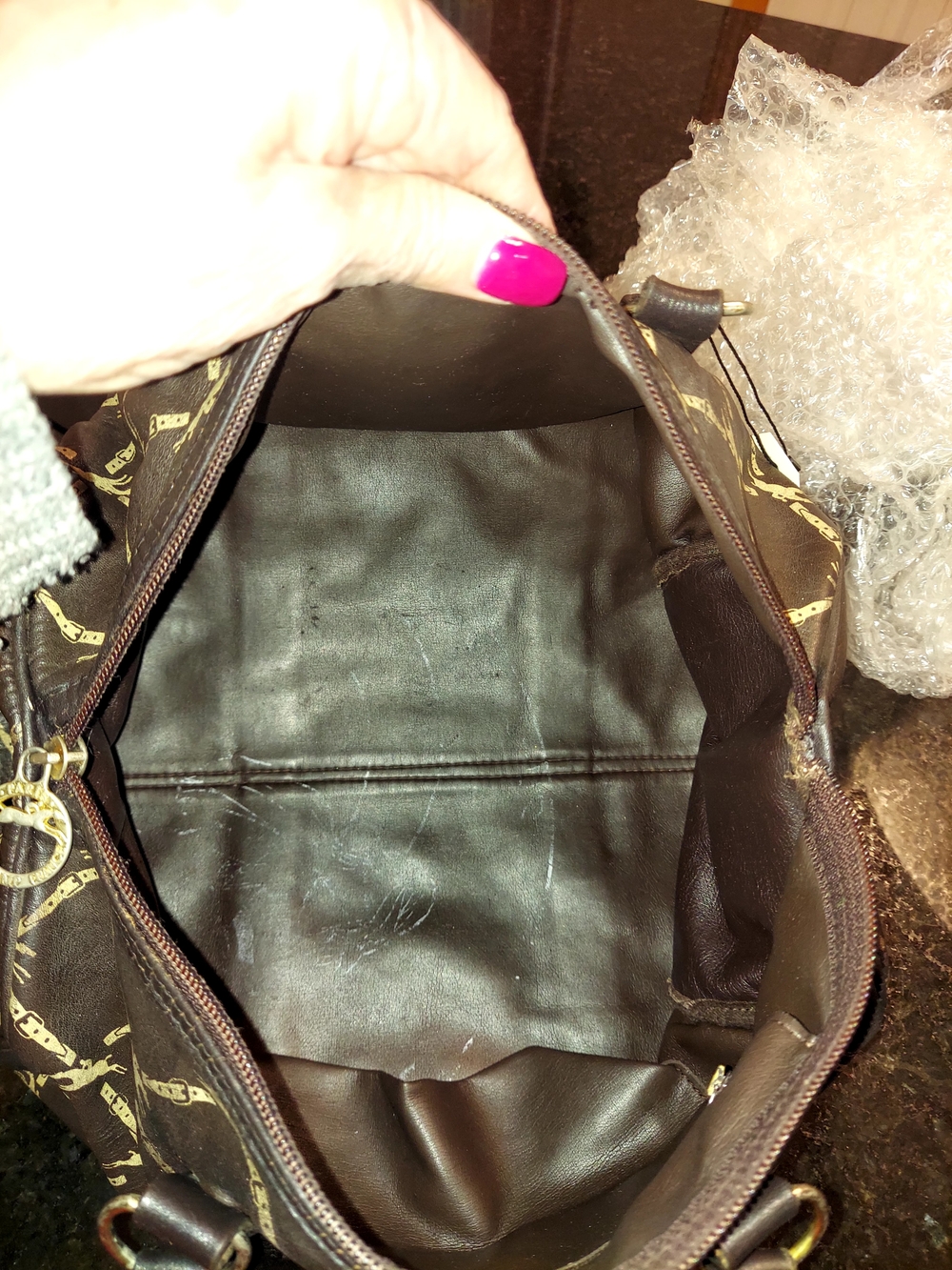 Vintage Longchamp Brown Nappa Leather Boston Style Duffle Bag. VGVC! - Picture 12 of 12